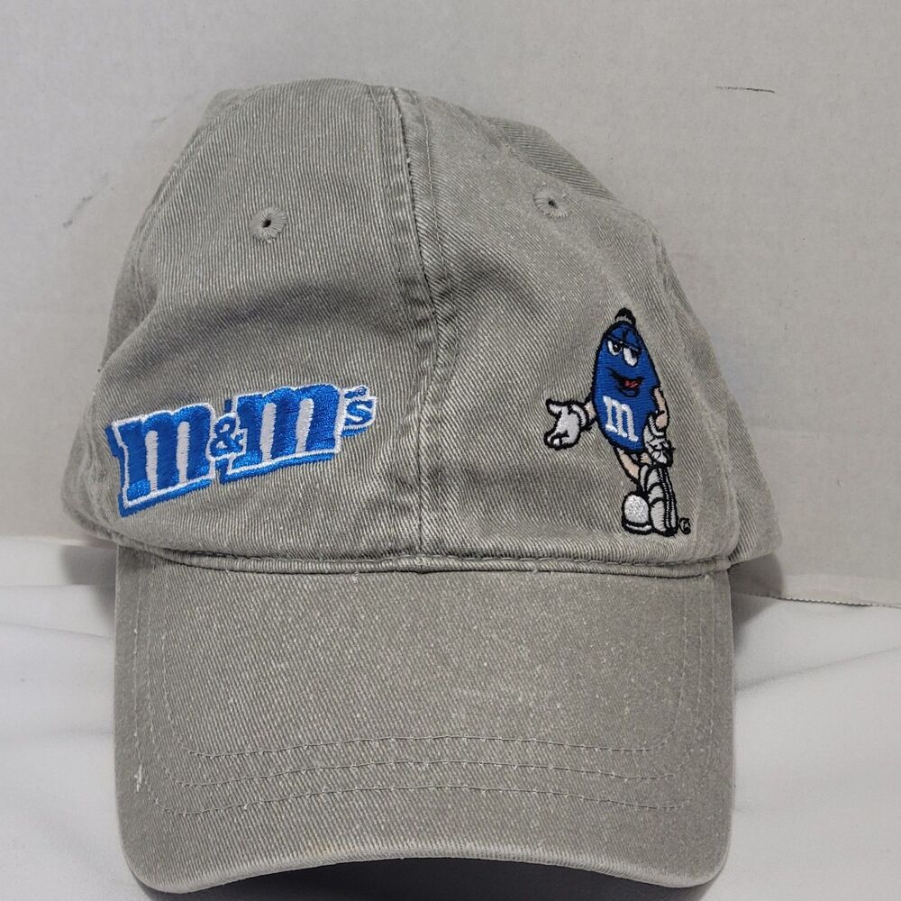 M&M's World Baseball Cap Gray  Blue Embroidered Characters Adult Adjustable Hat